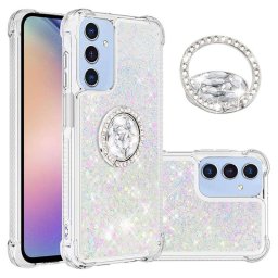Силиконов гръб с течност с брокат за Samsung Galaxy A15 4G/5G - бял