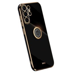 Силиконов гръб със стойка тип пръстен марка XINLI за Samsung Galaxy S24 Ultra - черен