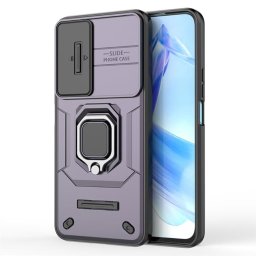 Хибриден гръб със стойка и слайдър за камера за Honor 90 Lite 5G - тъмно лилав