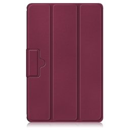 Кожен калъф със сгъващ се капак за Lenovo Tab M10 3rd Gen - винено червен