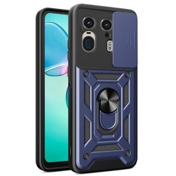Хибриден гръб със стойка и слайдер за камера за Motorola Edge 50 Ultra 5G - тъмно син