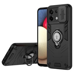 Хибриден гръб със стойка и слайдър за камера с магнит за Xiaomi Redmi Note 13 Pro 5G - черен