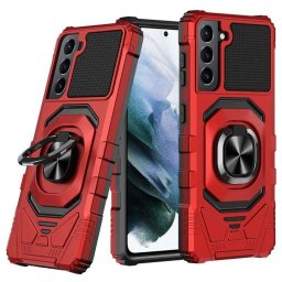 Хибриден гръб със стойка за Samsung Galaxy S21 - червен