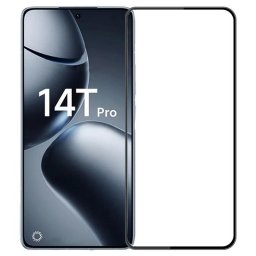 Извит 3D удароустойчив стъклен протектор покриващ целия екран за Xiaomi 14T/14T Pro - с черна рамка