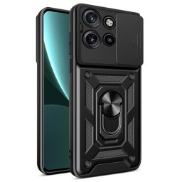 Хибриден гръб със стойка и слайдер за камера за Motorola Edge 50 Neo 5G - черен