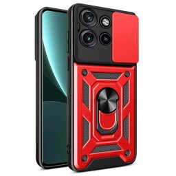Хибриден гръб със стойка и слайдер за камера за Motorola Edge 50 Neo 5G - червен