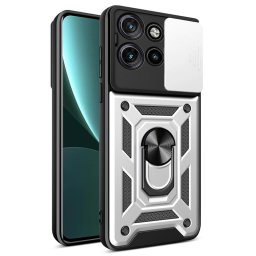 Хибриден гръб със стойка и слайдер за камера за Motorola Edge 50 Neo 5G - бял