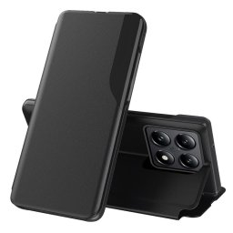 Тънък кожен калъф тип портмоне с прозорче за Xiaomi 14T Pro – черен