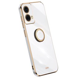 Силиконов гръб със стойка тип пръстен марка XINLI за Motorola Moto G85 5G - бял