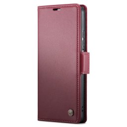 Кожен калъф страничен flip марка CASEME за Xiaomi 10T 5G/10T Pro 5G – винено червен