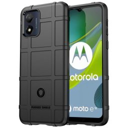 Подсилен силиконов гръб на квадрати за Motorola E13 - черен
