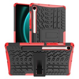 Двупластов гръб със стойка за Samsung Galaxy Tab S9 FE - червен