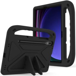 Силиконов гръб със стойка и дръжка за Samsung Galaxy Tab S9 FE - черен