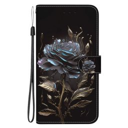 Кожен калъф тип портмоне за Honor Magic7 Lite 5G - черна роза