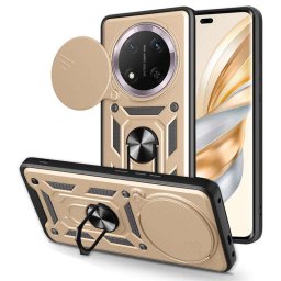 Хибриден гръб със стойка и слайдер за камера за Honor Magic7 Lite 5G - златист