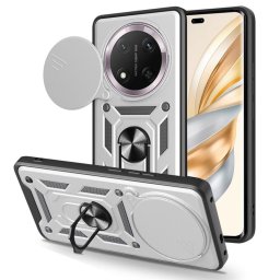 Хибриден гръб със стойка и слайдер за камера за Honor Magic7 Lite 5G - бял