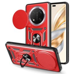 Хибриден гръб със стойка и слайдер за камера за Honor Magic7 Lite 5G - червен