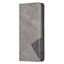 Кожен калъф тип портмоне марка BINFEN COLOR за Honor Magic7 Lite 5G - сив с черен триъгълник