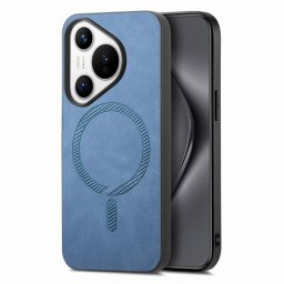 Силиконов гръб с покритие от кожа за Huawei Pura 70 - син