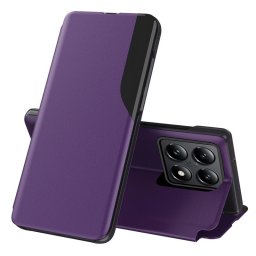 Тънък кожен калъф тип портмоне с прозорче за Xiaomi 14T Pro - лилав