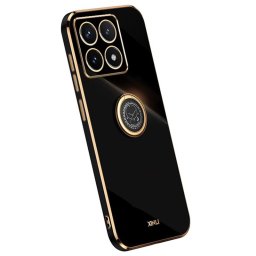 Силиконов гръб със стойка тип пръстен марка XINLI за Xiaomi 14T Pro - черен