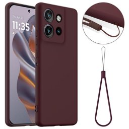 Силиконов гръб с верижка за Motorola Edge 50 Neo - винено червен