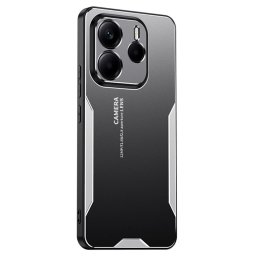 Алуминиев гръб за Xiaomi Redmi Note 14 5G - черен със сребрист ръб