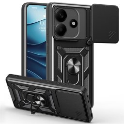 Хибриден гръб със стойка и слайдер за камера за Xiaomi Redmi Note 14 5G - черен