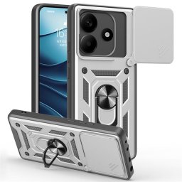 Хибриден гръб със стойка и слайдер за камера за Xiaomi Redmi Note 14 5G - бял