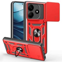 Хибриден гръб със стойка и слайдер за камера за Xiaomi Redmi Note 14 5G - червен