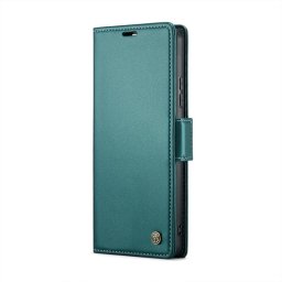 Кожен калъф страничен flip марка CASEME за Xiaomi Redmi Note 14 5G – тюркоазен