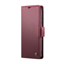 Кожен калъф страничен flip марка CASEME за Xiaomi Redmi Note 14 5G – винено червен