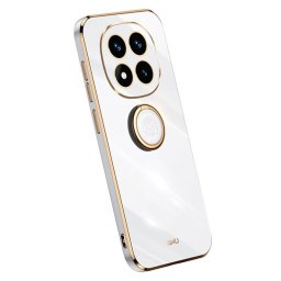 Силиконов гръб със стойка тип пръстен марка XINLI за Xiaomi Redmi Note 14 Pro 5G - бял