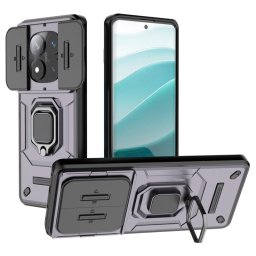 Хибриден гръб със стойка и слайдър за камера за Xiaomi Redmi Note 14 Pro 5G - тъмно лилав