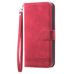 Калъф тип портмоне марка DIERFENG за OnePlus 13R - червен