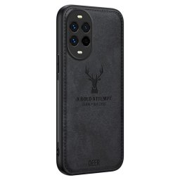 Силиконов гръб с покритие от кожа марка DEER за Huawei Nova 13 Pro - черен