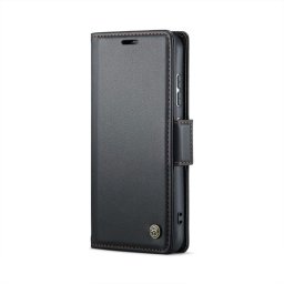 Кожен калъф страничен flip марка CASEME за Samsung Galaxy S25 – черен