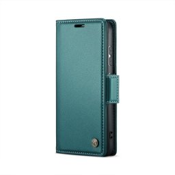 Кожен калъф страничен flip марка CASEME за Samsung Galaxy S25 – тюркоазен