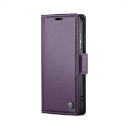 Кожен калъф страничен flip марка CASEME за Samsung Galaxy S25 – лилав