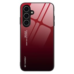 Силиконов кейс със стъклен гръб за Samsung Galaxy S25 - червен металик