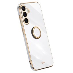 Силиконов гръб със стойка тип пръстен марка XINLI за Samsung Galaxy S25+ - бял