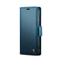 Кожен калъф страничен flip марка CASEME за Samsung Galaxy S25 Ultra – син