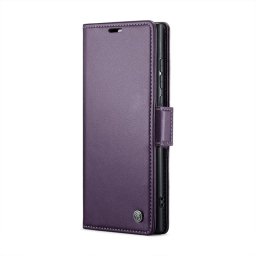 Кожен калъф страничен flip марка CASEME за Samsung Galaxy S25 Ultra – лилав