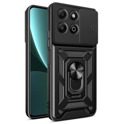 Хибриден гръб със стойка и слайдър за камера за Honor X6b - черен