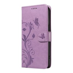 Кожен калъф тип портмоне с цветя за Honor X6b - лилав