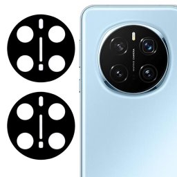Два броя удароустойчив стъклен протектор за камера за Honor Magic7 Pro - черна рамка