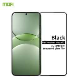 Извит 3D удароустойчив стъклен протектор покриващ целия екран марка MOFI за Huawei Nova 13 - с черна рамка