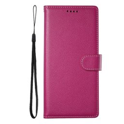 Кожен калъф тип портмоне за Honor Magic7 Lite 5G - ярко розов