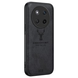 Силиконов гръб с покритие от кожа марка DEER за Honor Magic7 Lite 5G - черен