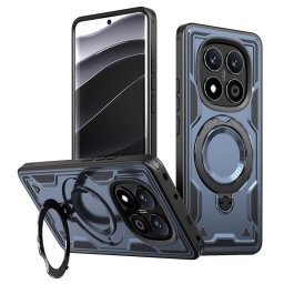 Хибриден гръб с кръгла стойка и силиконов пръстен за Xiaomi Redmi Note 14 Pro 5G - тъмно син